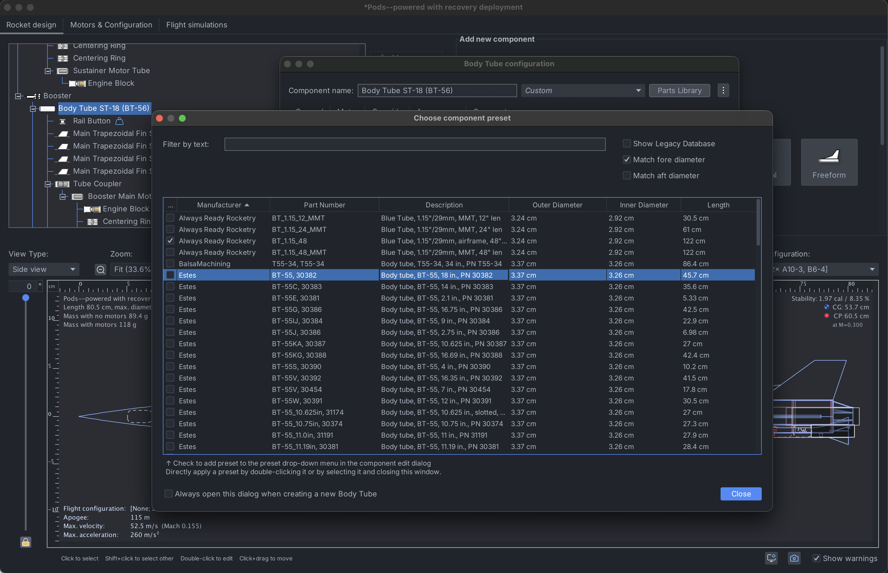 OpenRocket parts library