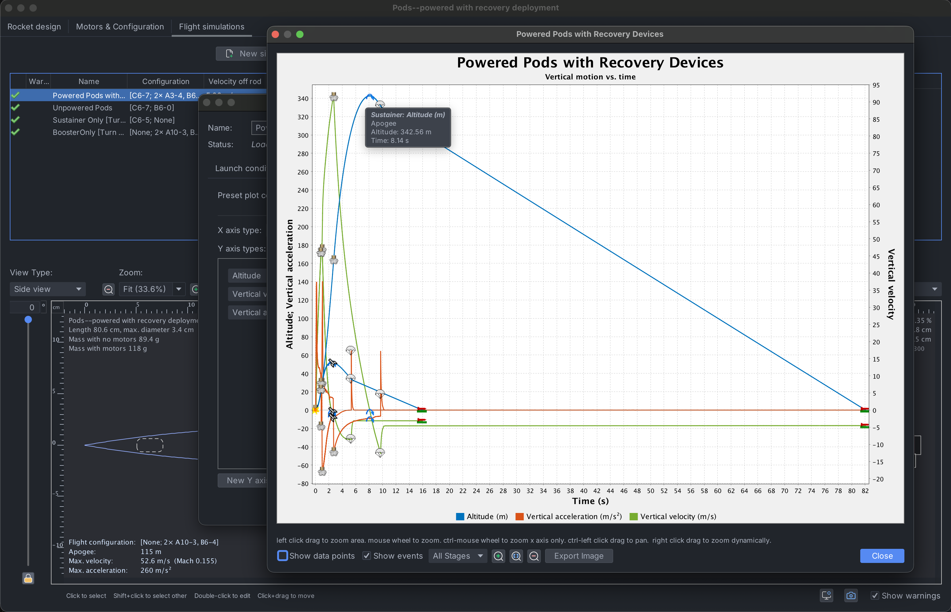 OpenRocket simulation plot
